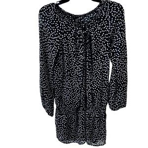 Jones New York Medium sheer black /white polka dots oversized long sleeve